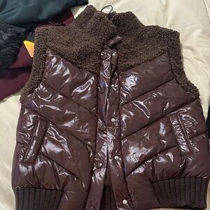Heartloom Chocolate Puffer Vest with Plush Collar